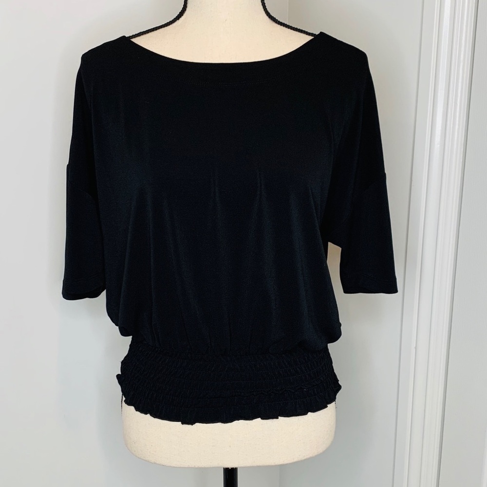 NWT Express boatneck short sleeve black top